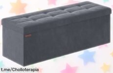 Puff baúl plegable Songmics súper resistente hasta 300 kg con precio rebajado que no puedes dejar pasar para tener todo organizado y llenar tu casa de orden ¡Corre que vuelan!