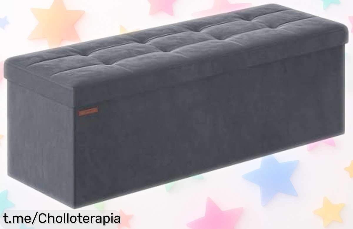 Puff baúl plegable Songmics súper resistente hasta 300 kg con precio rebajado que no puedes dejar pasar para tener todo organizado y llenar tu casa de orden ¡Corre que vuelan!