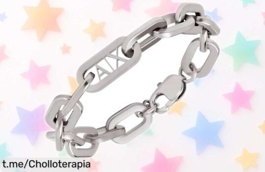 Pulsera Armani Exchange de acero inoxidable gris pizarra, diseño resistente y moderno con precio rebajado que no verás dos veces; solo quedan pocas unidades en este ofertón ¡hazla tuya ya antes de que desaparezca!