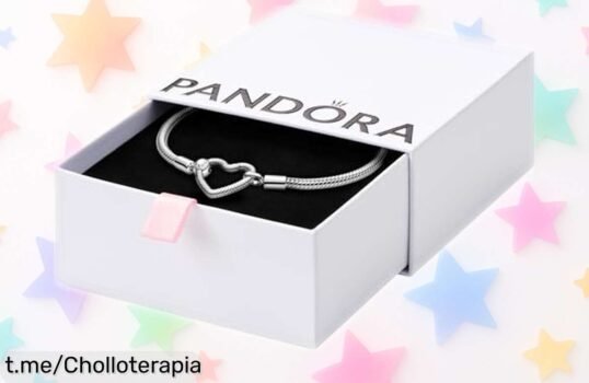 Pulsera de plata Pandora con cadena serpiente y cierre corazón, diseño único que destaca en cualquier ocasión; súper resistente y ahora a precio rebajado ¡date prisa porque esta oferta espectacular no durará mucho!