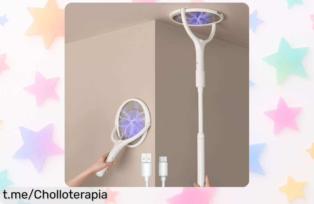 Raqueta eléctrica matamoscas GeckoMan 2pack con cabeza giratoria y potente descarga de 3500V disfruta este super chollo con precio rebajado ¡despídete ya de los mosquitos sin esfuerzo, que vuelan las unidades!