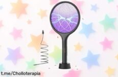 Raqueta matamoscas eléctrica YISSVIC 2 en 1 con luz UV a precio loco, dile adiós a los mosquitos y disfruta del verano ¡Hazla tuya antes de que se agote!