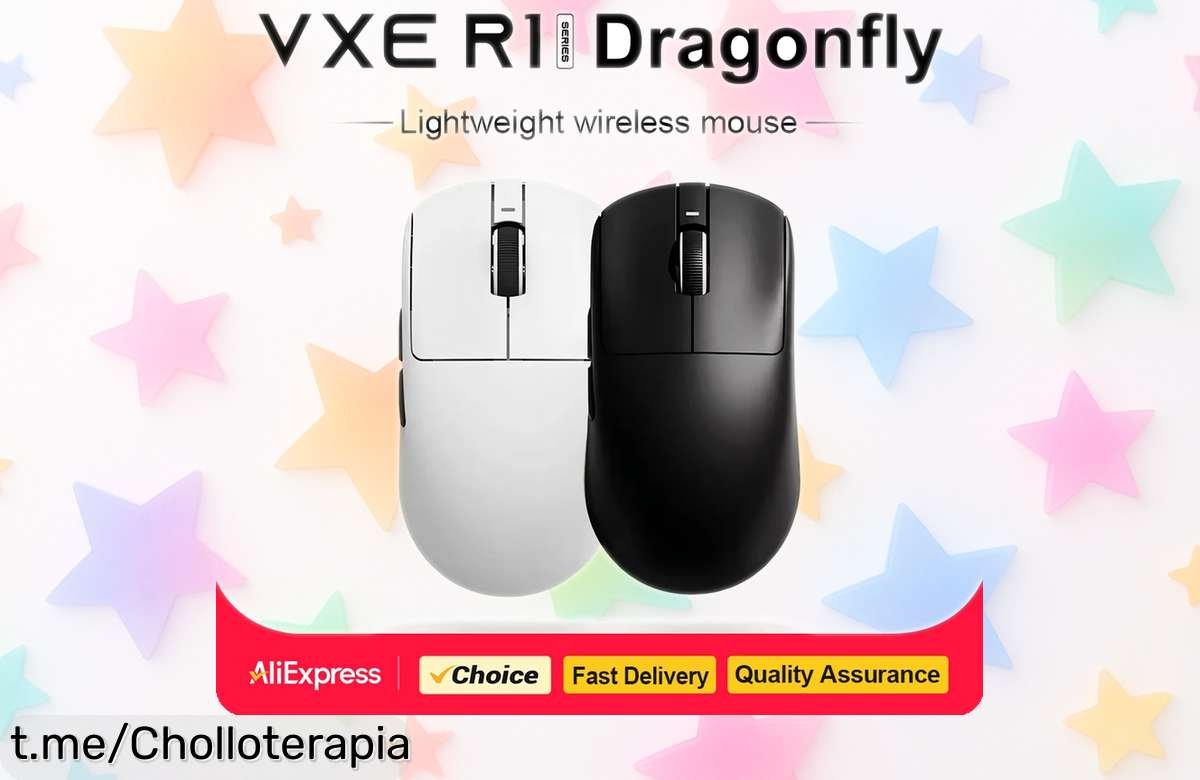 Ratón gaming inalámbrico ATK VXE R1 Pro MAX con sensor pro PAW3395 súper ligero ideal para jugar horas sin cansancio, diseño ergonómico único y recargable; precio rebajado por tiempo limitado ¡corre antes que lo agoten!