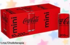Refresco cola CocaCola Zero de 10 mini latas a precio rebajado, ¡aprovecha y despierta tu día compartiendo su chispa sin azúcar ni calorías!