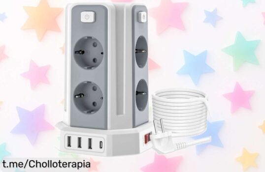 Regleta de alimentación con 8 enchufes y múltiples USB, la seguridad que necesitas a un precio rebajado: ¡no te pierdas este super chollo que volará de las estanterías!