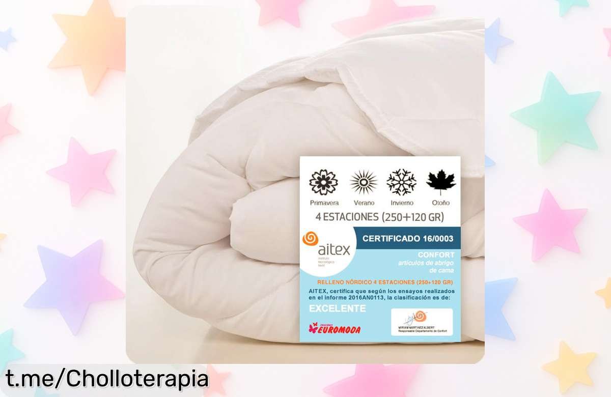 Relleno nórdico Naturals con tacto pluma a un precio de ganga, suave y antialérgico: ¡un súper chollo que vuela rápido! Aprovecha esta oferta antes de que se agote.