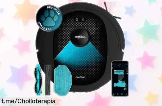 Robot aspirador y friegasuelos Cecotec Conga 8490 con súper potencia de 7000 Pa y navegación láser, ahora rebajado en un ofertón que vuela ¡limpia sin descanso hasta 170 minutos! Corre antes de que desaparezca este chollazo único