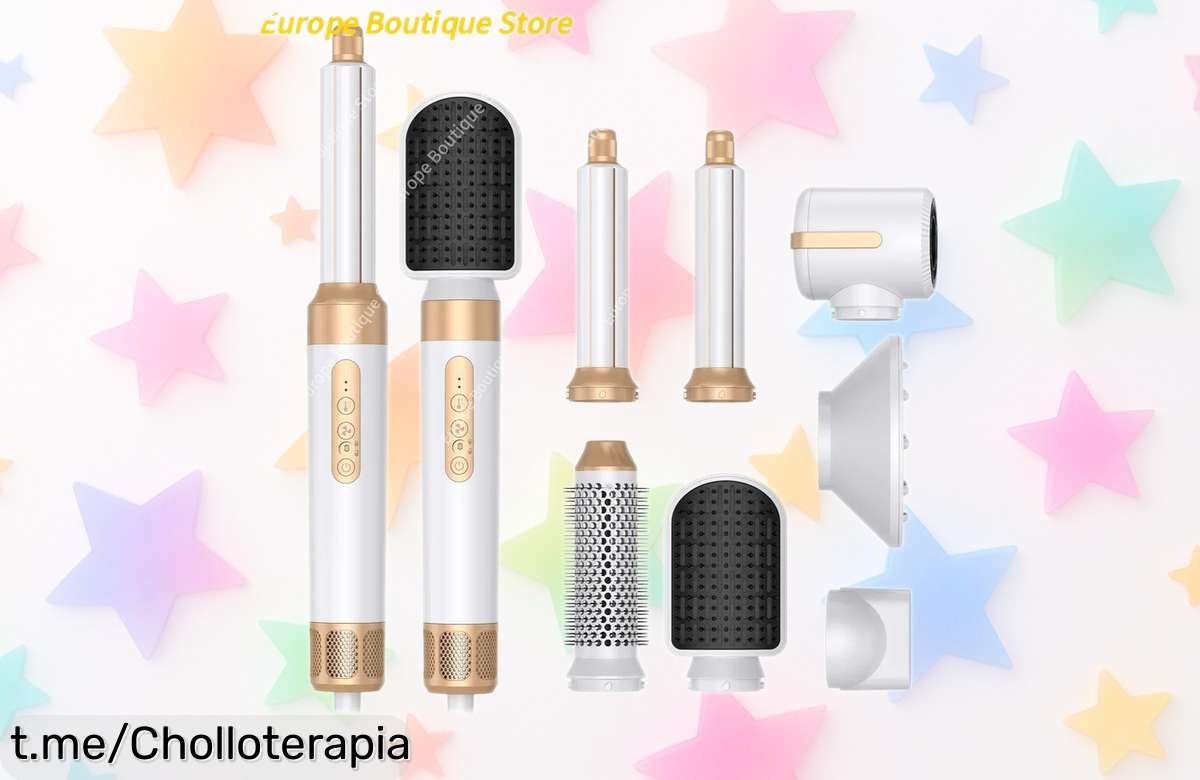 Secador de pelo 7 en 1 con cepillo sin escobillas y rizador automático, ¡ofertón que cuida tu melena! Aprovecha el cupón ahora antes de que se agote, porque tu pelo se lo merece.