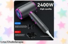 Secador de pelo de alta velocidad con iones luz azul, ¡ofertón increíble! Cuida tu melena mientras la secas y no te pierdas este chollazo antes que desaparezca.