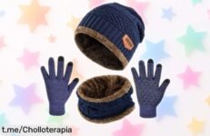 Set 3 en 1 Voqeen con gorra, bufanda y guantes táctiles a precio loco para un invierno calientito; no te pierdas este ofertón y vive la alegría de disfrutar ya.