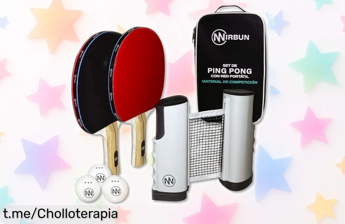 Set completo de ping pong Nirbun con red extensible, palas profesionales y pelotas 3 estrellas rebajado para que disfrutes partidas épicas en casa o fuera ¡Corre que vuela esta oferta limitada!