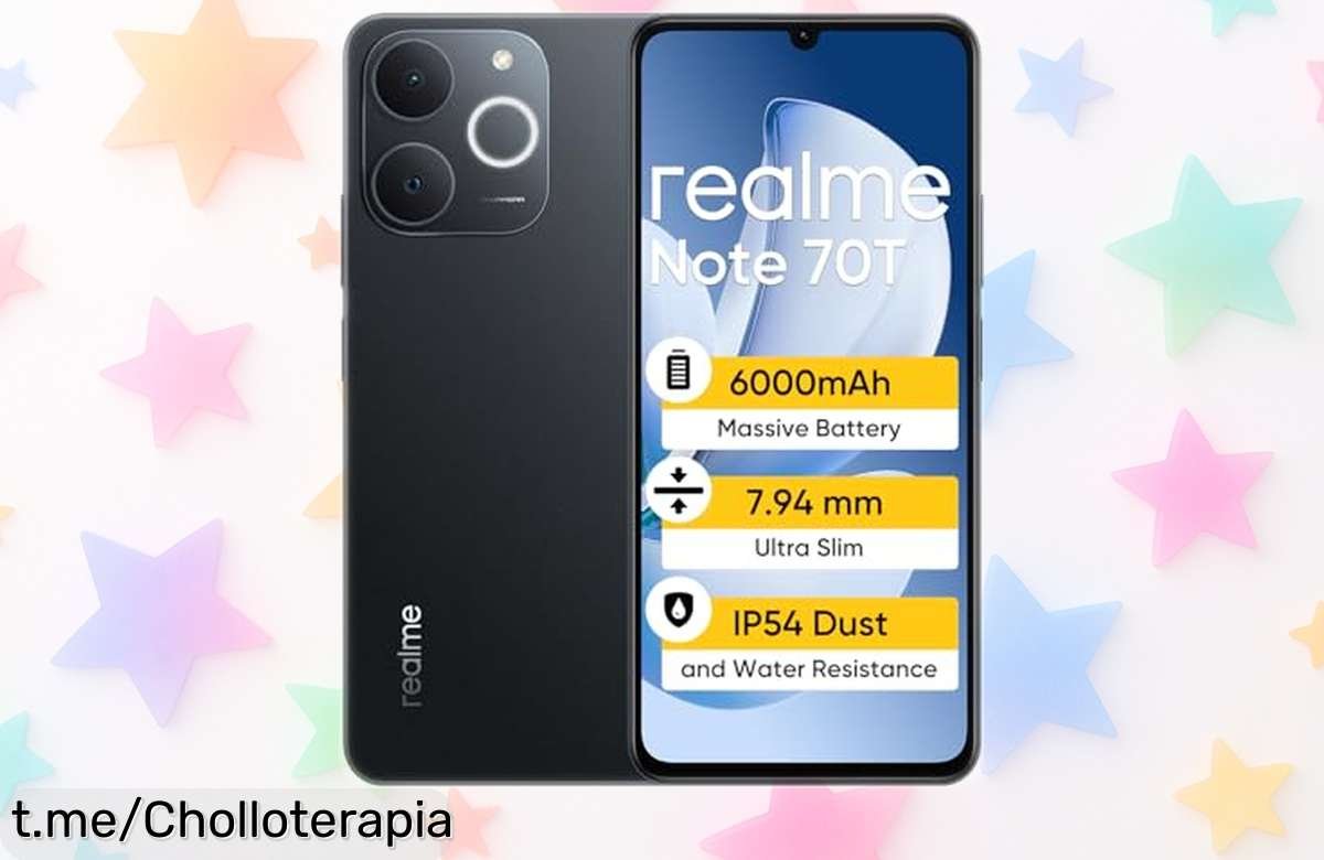 Smartphone realme Note 70T con batería gigante de 6000mAh y pantalla fluida 90Hz a precio rebajado: rendimiento potente para tu día a día y juegos sin parar, ¡corre que vuelan las unidades en esta oferta brutal!