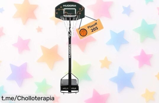 Soporte de baloncesto HUDORA Playoff 205, el aliado perfecto para que tus peques crezcan jugando. ¡Súper estable y ajustable! Aprovecha este precio rebajado por tiempo limitado: un chollazo irresistible que transformarás cada partido en una gran aventura. ¡No te quedes sin él!