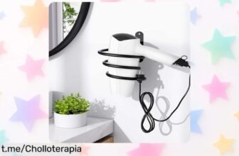 Soporte metálico para secador y rizador Tindbea: aprovecha esta oferta limitada que organiza tu baño, ahorra espacio y es súper resistente. ¡No te pierdas este chollo que hará tu vida más fácil a un precio rebajado solo por tiempo limitado!
