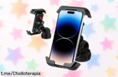 Soporte para teléfono de moto con giro 360° y doble amortiguación rebajado, ¡un ofertón que no volverás a ver! Dale a tu móvil estabilidad total en cada bache y aprovecha esta caída de precio antes que suba, corre que vuelan