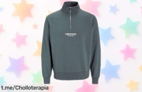 Sudadera Jack & Jones Jorvesterbro media cremallera resistente al agua con corte libre y tela mezcla poliéster algodón en precio rebajado chollazo que no dura para siempre ¡corre que vuelan!