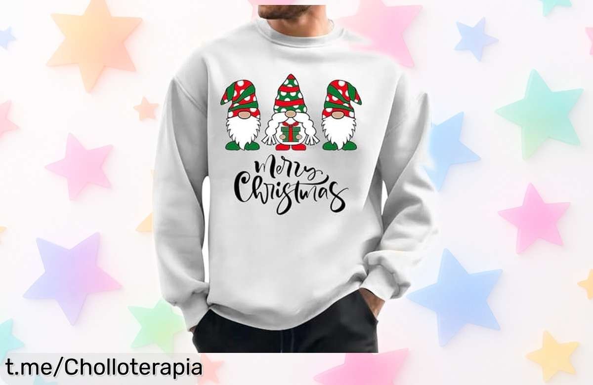 Sudadera Navidad hombre talla grande con Papá Noel, secado rápido y manga larga con descuento brutal ya disponible; precio rebajado que no durará mucho corre por este super chollo único antes de que se agote