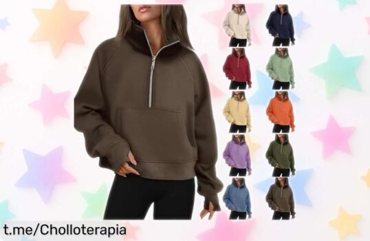 Sudadera extragrande para mujer RUITOTP con media cremallera y bolsillo, súper calentita para otoño en un precio rebajado que vuela ¡pilla este super chollo antes de que se acabe!
