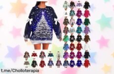 Sudadera navideña mujer con estampado 3D exclusiva de talla grande diseño original precio rebajado un ofertón para brillar estas fiestas ¡corre que vuelan!