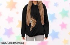 Sudadera oversize para mujer y tu mascota con capucha y bolsillo canguro diseño unisex precio rebajado brutal, oportunidad única corre que se agota rápido este super chollo de moda cómoda y cool