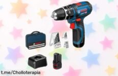 Taladro percutor Bosch 12V GSB 12V15 súper compacto y potente con pack doble batería y accesorios rebajado a precio loco, ¡corre que vuelan estas unidades en este ofertón limitado!