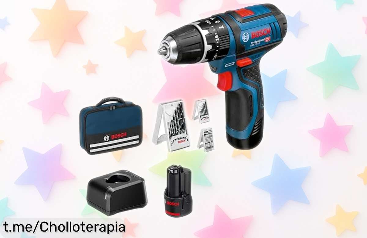 Taladro percutor Bosch 12V GSB 12V15 súper compacto y potente con pack doble batería y accesorios rebajado a precio loco, ¡corre que vuelan estas unidades en este ofertón limitado!