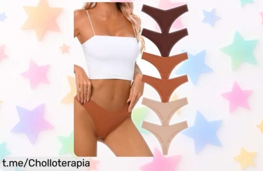 Tangas invisibles para mujer de diseño sexy: pack de 6 unidades que estilizan sin marcas ni rollitos, ahora a precio rebajado por tiempo limitado. ¡No te quedes sin estas prendas irresistibles y disfruta del super chollo antes que se agoten!