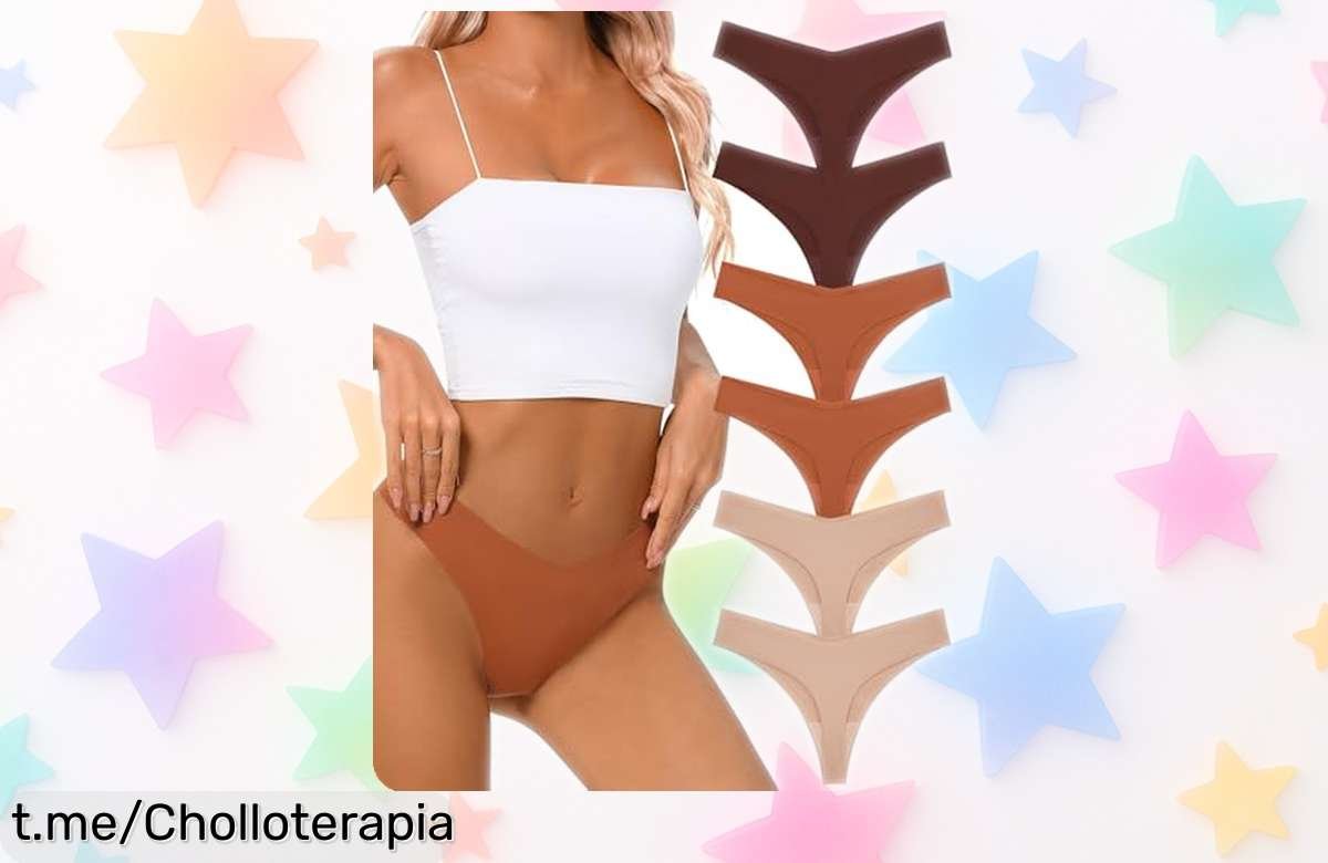 Tangas invisibles para mujer de diseño sexy: pack de 6 unidades que estilizan sin marcas ni rollitos, ahora a precio rebajado por tiempo limitado. ¡No te quedes sin estas prendas irresistibles y disfruta del super chollo antes que se agoten!