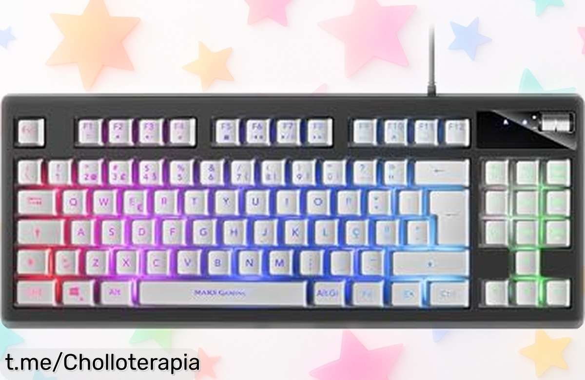 Teclado compacto Mars Gaming MKAXWPT con iluminación RGB y tecnología HMech rebajado con 9 efectos de luz y reposamuñecas de gel para jugar sin parar ¡No lo pienses, que vuela esta oferta limitada!