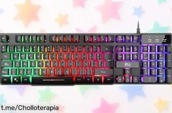 Teclado gaming Rii RK100 Plus retroiluminado con 7 colores LED, ahora a precio rebajado: ¡no te quedes sin este super chollo que hará vibrar tus partidas!