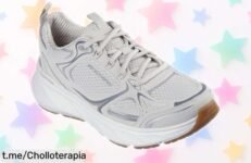 Tenis Skechers Edgeride Silver Eclipse para mujer, ¡ofertón en ajuste perfecto y fresquito que no durará! Corre ya antes de que se agoten y siente la diferencia al caminar.