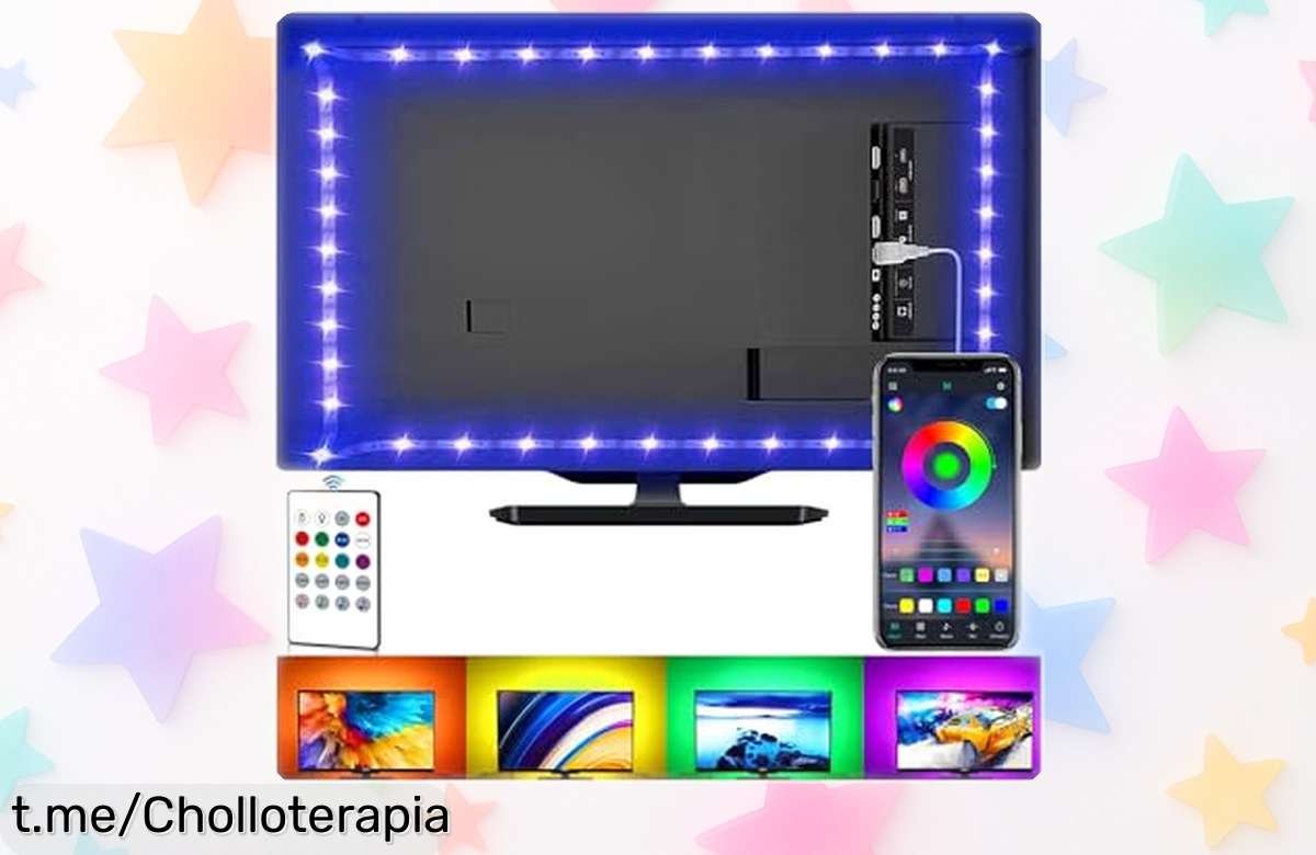 Tira de luces LED para TV con control remoto y música que se enciende sola, ahora a precio rebajado ¡Un súper chollo que ilumina tu sala y hace la tele más divertida, corre antes de que desaparezcan!