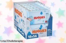 Toallitas Huggies Pure para bebé, 99% agua pura y sin químicos: ¡precio rebajado increíble! Cuida su piel suave como un abrazo. Apresúrate antes de que vuelen estas unidades.