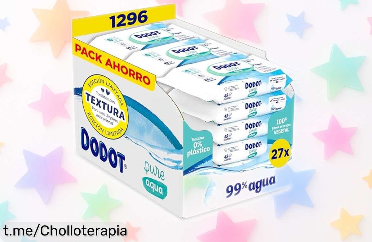 Toallitas para bebé Dodot Pure Aqua 432 uds con 99% agua, sin alcohol ni perfumes, piel súper cuidada y precio rebajado solo por tiempo limitado ¡No dejes escapar este super chollo imprescindible!