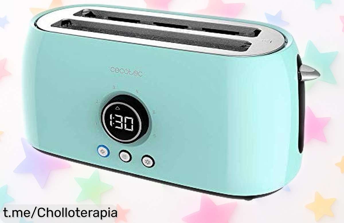Tostadora digital Cecotec ClassicToast 15000 Blue con ranuras extraanchas para tostar 4 panes simultáneos y control total en seis niveles de tostado precio rebajado que no dura mucho ¡corre que vuelan!