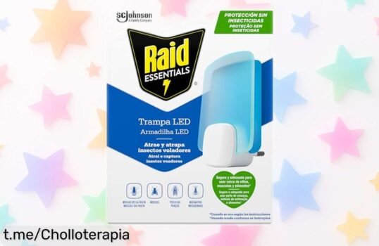 Trampa led antimoscas Raid essentials sin químicos ni olores, ideal para casas con niños y mascotas, ahorro en consumo y recambio incluido: un ofertón rebajado que vuela rápido ¡Corre a por ella antes de que desaparezca!