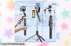Trípode selfie Meuyag de 1708 mm con luz y mando Bluetooth, rotación 360° a precio rebajado, un super chollo limitado que te hará brillar en cada foto ¡corre que vuelan!
