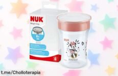 Vaso antiderrame Nuk Magic Cup con borde 360° que no suelta ni una gota, perfecto para bebés desde 8 meses y ahora rebajado a un precio muy bajo ¡Solo queda uno! No pierdas este super chollo y cómpralo ya antes de que se agote