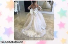 Vestido de fiesta para niñas con tul y encaje que hará brillar a tu princesa en bodas o comuniones, ¡ofertón irresistible! Apresúrate y usa el cupón antes de que desaparezca este chollo único. Asegura un momento especial sin dejar pasar esta oportunidad fantástica.