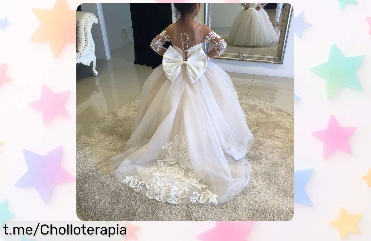 Vestido de fiesta para niñas con tul y encaje que hará brillar a tu princesa en bodas o comuniones, ¡ofertón irresistible! Apresúrate y usa el cupón antes de que desaparezca este chollo único. Asegura un momento especial sin dejar pasar esta oportunidad fantástica.