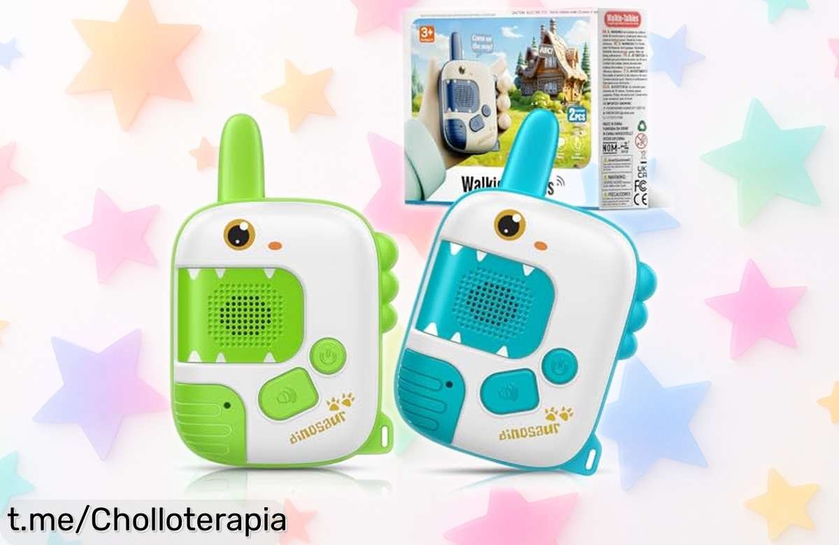 Walkie talkies dinos para peques de 3 a 8 años con diseño irresistible y alcance larguísimo, precio rebajado por tiempo limitado ¡un ofertón divertido que está volando! Comunicación sin complicaciones y juegos sin parar, no los dejes escapar.