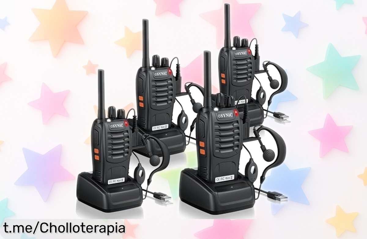 Walkie talkies eSynic 4PCS con alcance de 5 km, batería para todo el día y manos libres VOX a precio rebajado, una oferta que vuela y no puedes dejar escapar ¡Hazte con este super chollo antes de que desaparezca!