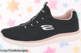 Zapatillas Skechers Summits Lite para mujer en negro y rosa con amortiguación top a precio rebajado, un super chollo que vuela rápido ¡pocas unidades disponibles, corre antes de que se agoten!