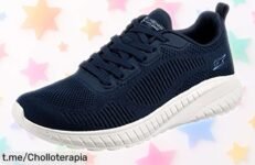 Zapatillas de deporte mujer Skechers Bobs Squad Chaos Face Off navy con diseño moderno y durabilidad top a precio rebajado un ofertón limitado que se va volando ¡hazte ya con las tuyas!