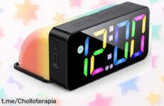 despertador digital con luz nocturna rgb y doble alarma rebajado precio muy bajo para que empieces tus días sin prisas ni sustos ¡aprovecha este ofertón antes de que desaparezca!