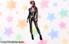 esqueleto rosa terrorífico para niños y adultos rebajado con diseño único perfecto para Halloween y carnaval no pierdas este super chollo que durará poco ¡corre a conseguirlo ya!