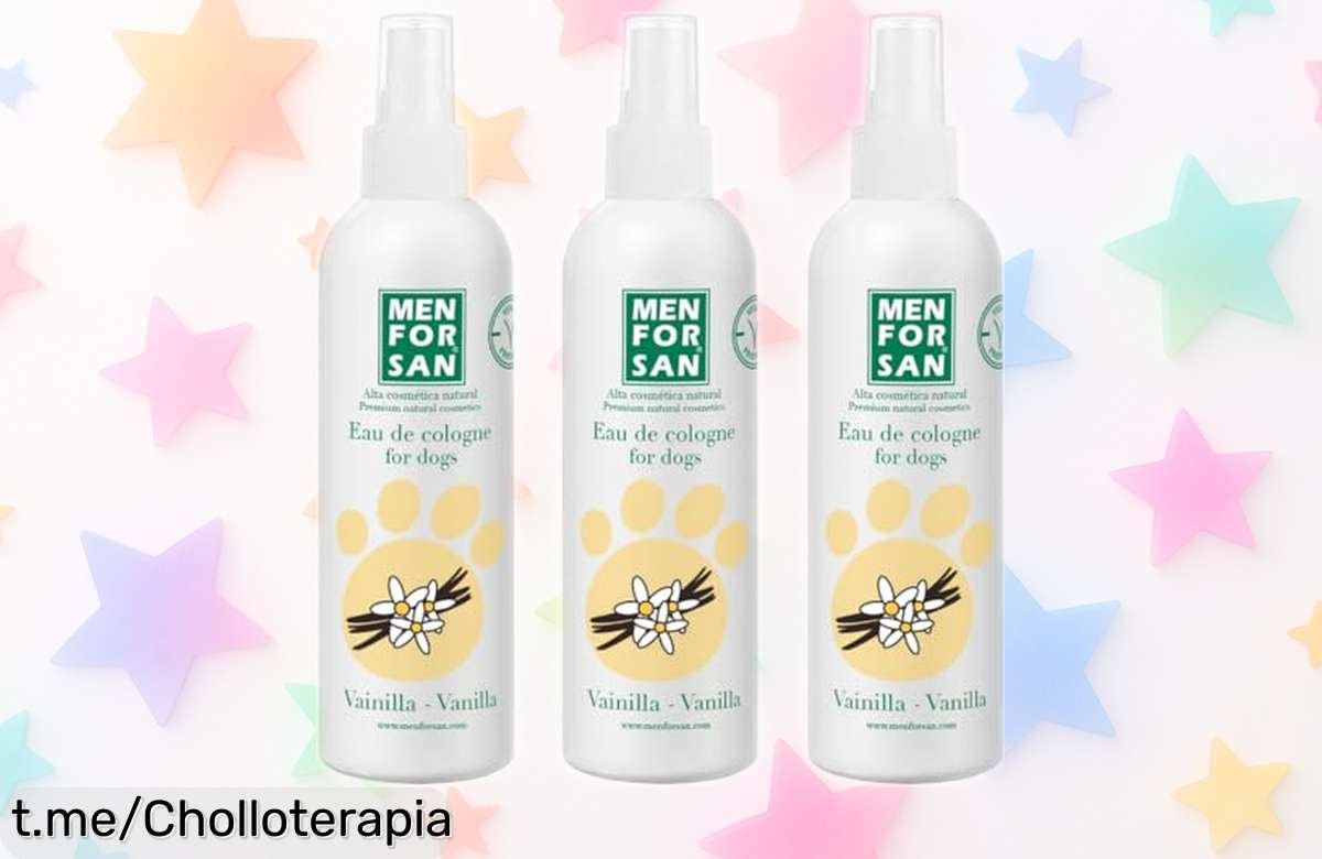 Agua de colonia para perros Menforsan Vainilla en oferta: tres fragancias frescas que tu peludo adorará, ¡no te quedes sin el chollo y hazlo feliz ya!