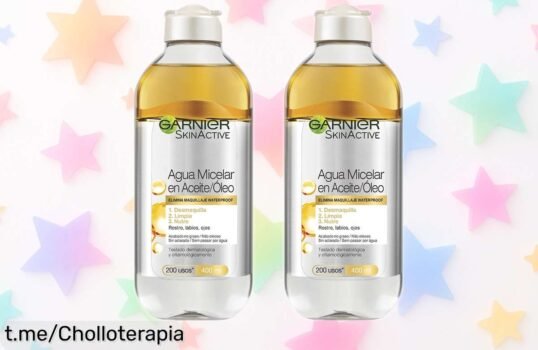 Agua micelar en aceite Garnier 2x400ml para desmaquillar waterproof: ¡Chollazo rebajado que hace brillar tu piel! Corre, esta oferta vuela y la quieres ya.