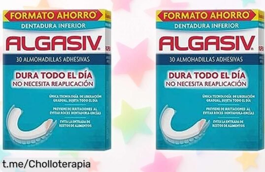 Almohadillas adhesivas Algasiv para dentaduras: Sujeción todo el día y encías protegidas ¡Super chollo en pack doble! No dejes pasar esta oportunidad y recobra tu sonrisa hoy mismo.