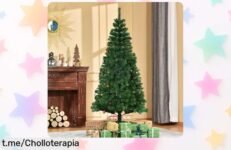 Árbol de Navidad HOMCOM 180 cm con decoración blanca y verde: ¡ofertón en descuento brutal! Haz que tu salón brille esta Navidad, no te lo pierdas.